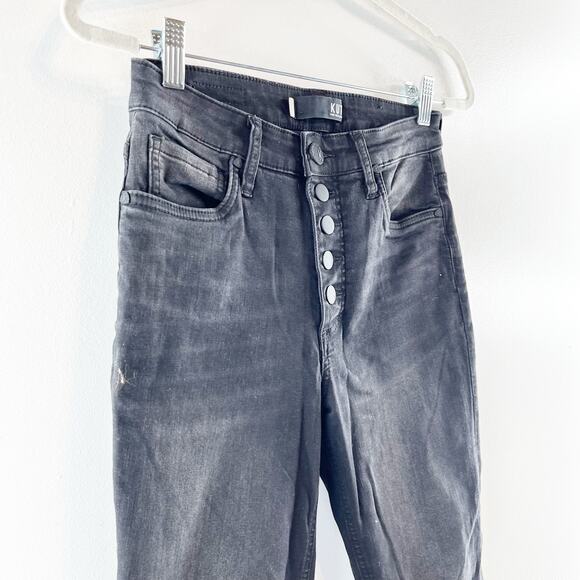 Kut from the Kloth Fab Ab Rachel High Rise Button Fly Mom Jeans Black 0 - Picture 6 of 11